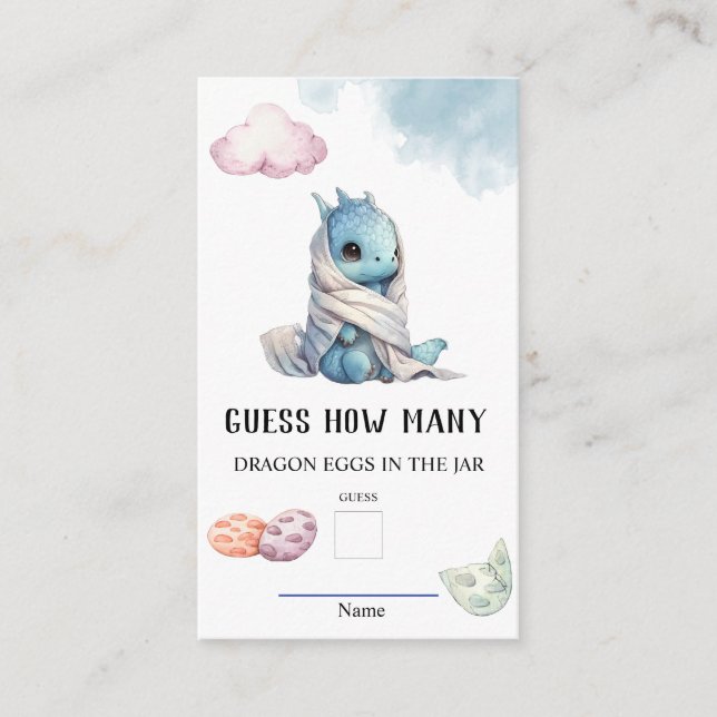 Guess How Many Dragon Eggs Baby Shower Game Enclosure Card (Front)