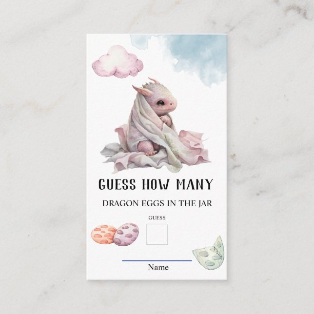 Guess How Many Dragon Eggs Baby Shower Game Enclosure Card (Front)