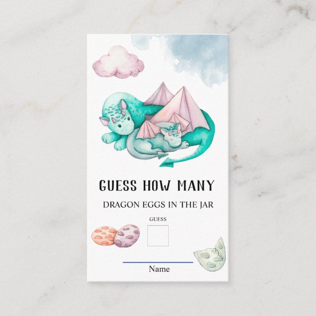 Guess How Many Dragon Eggs Baby Shower Game Enclosure Card (Front)
