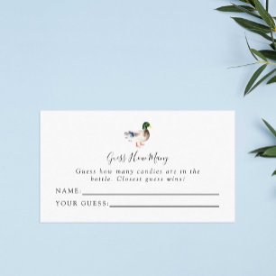 Guess How Many Duck Baby Shower Simple Elegant Place Card