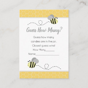 Guess How Many Grey Bumble Bee Baby Shower Game Enclosure Card