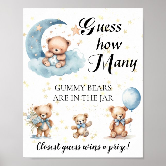 Guess How Many Gummy Bears Baby Shower Game Poster (Front)