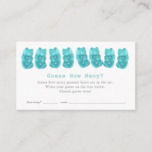 Guess How Many Gummy Bears Blue Baby Shower Game Enclosure Card