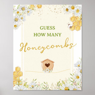 Guess How Many Honeycombs Bumblebee Baby Shower Poster