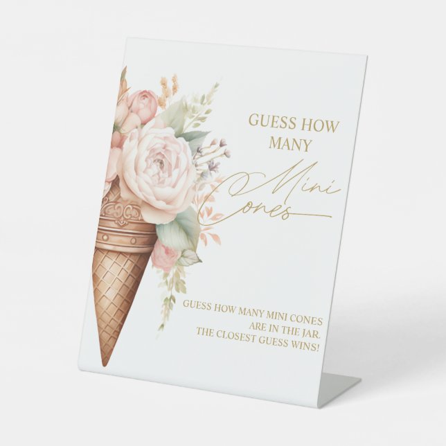 Guess How Many Ice Cream Cones Sign Bridal Shower  (Front)