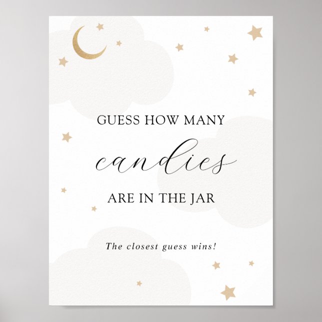 Guess How Many in the Jar Moon Grey Shower Game Poster (Front)