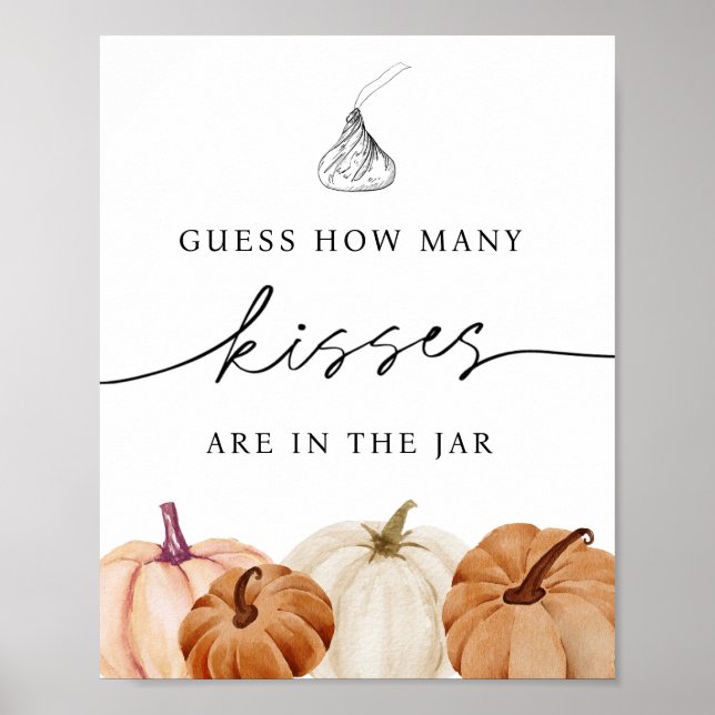 Guess How Many Kisses are in the Jar Pumpkin Poster (Front)