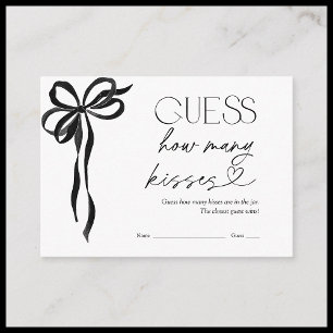 Guess How Many Kisses Black Bow Bridal Shower Game Enclosure Card