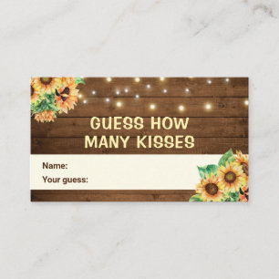 Guess How Many Kisses Bridal Shower Birthday Game Enclosure Card