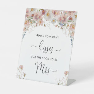 Guess How Many Kisses Bridal Shower Pedestal Sign