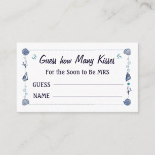 Guess how Many Kisses Bridal Shower Watercolor  Enclosure Card