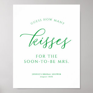 Guess How Many Kisses Bright Green Shower Game Poster