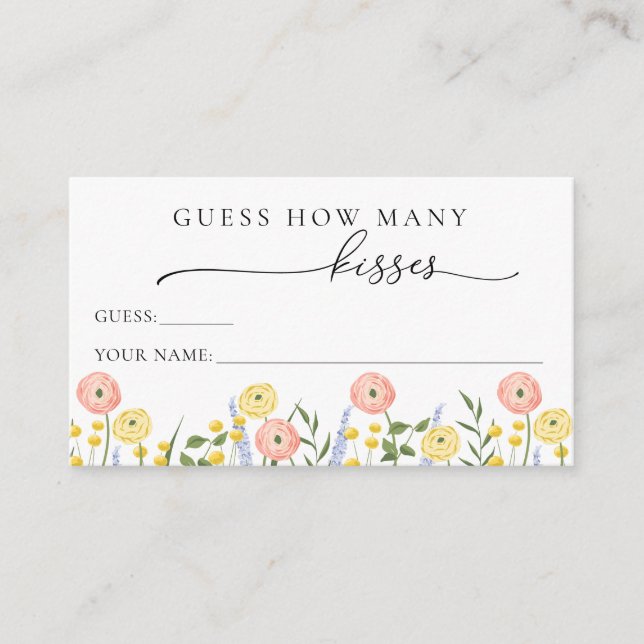 Guess How Many Kisses Enclosure Card (Front)