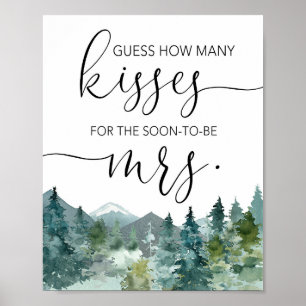 Guess how many kisses for soon-to-be misses bridal poster