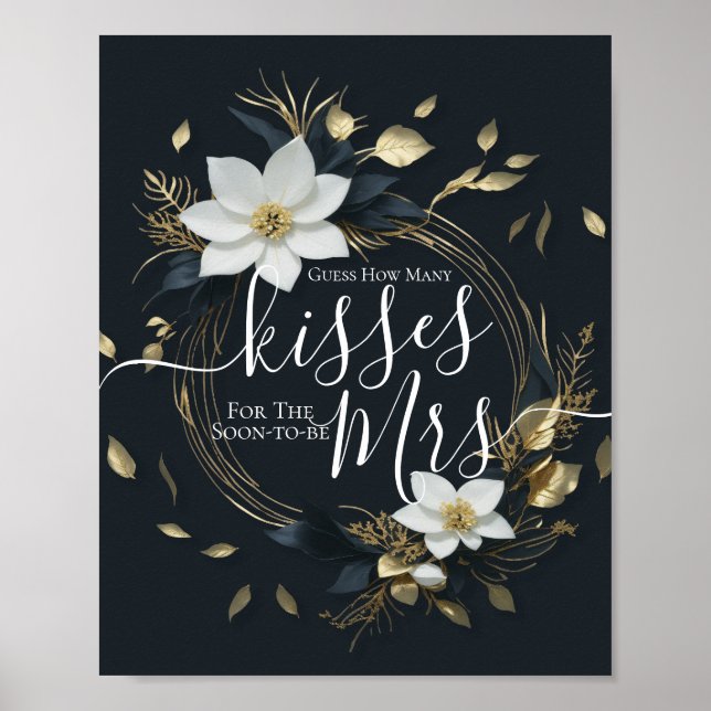 Guess How Many Kisses For Soon-to-be Mr Mrs Bridal Poster (Front)