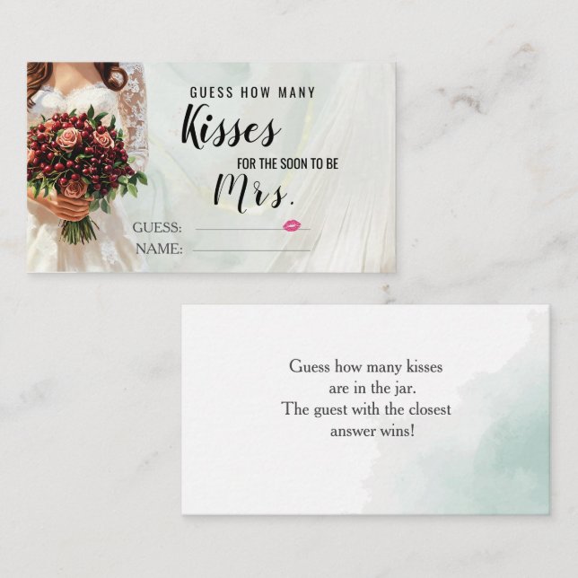 Guess How Many Kisses For Soon To Be Mrs  Enclosure Card (Front/Back)