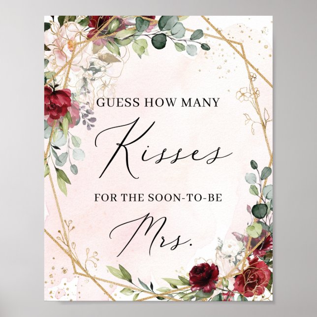 Guess how many kisses for the soon-to-be Mrs sign (Front)