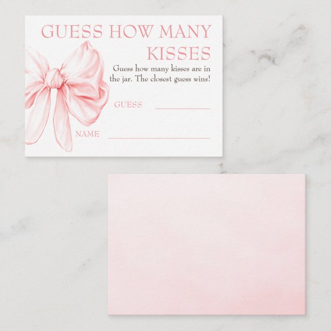 Guess How Many Kisses Game Cards - Chic Bow  (Front/Back)