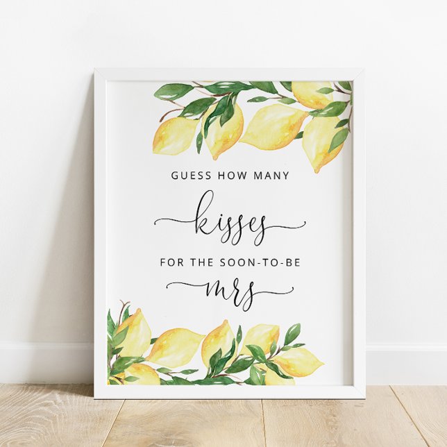 Guess How Many Kisses Lemons Shower Game Sign (Creator Uploaded)