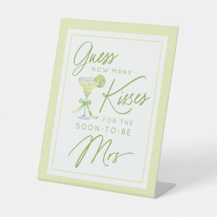 Guess How Many Kisses Margarita Bridal Shower Pedestal Sign