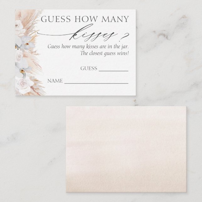 Guess How Many Kisses Pampas Grass Game Cards (Front/Back)