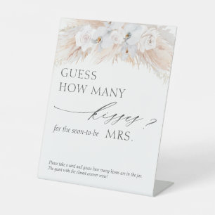 Guess How Many Kisses Pampas Grass Game Pedestal Sign
