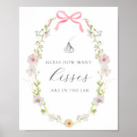 Guess How Many Kisses Shower Game Wildflower Bow 