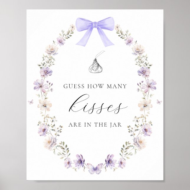 Guess How Many Kisses Shower Game Wildflower Bow  Poster (Front)