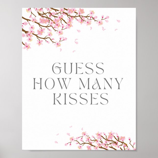 Guess How Many Kisses Sign For Bridal Shower (Front)
