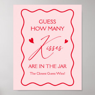 Guess How Many Kisses Valentines Bridal Shower Poster
