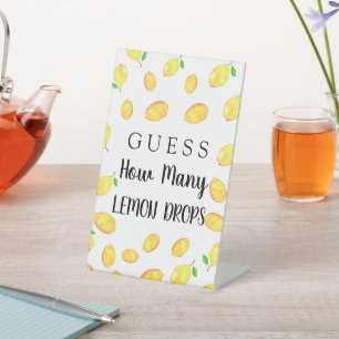 Guess How Many Lemon Drops Bridal Shower  Pedestal Sign