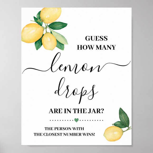 Guess How Many Lemon Drops Shower Game Sign (Front)
