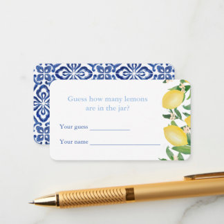 Guess How Many Lemons Wedding Shower Game Card