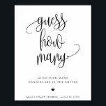 Guess How Many Minimalist Calligraphy Game Display Poster<br><div class="desc">Use the template form to add your personalized text. The color of the heading,  background and text can be changed using the advanced editing menus.</div>