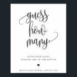 Guess How Many Minimalist Calligraphy Game Display Poster<br><div class="desc">Use the template form to add your personalized text. The color of the heading,  background and text can be changed using the advanced editing menus.</div>