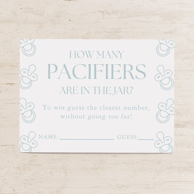 Guess How Many Pacifiers Boy Baby Shower Game Enclosure Card (Creator Uploaded)