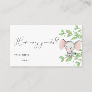 Guess How Many Peanuts Elephant Baby Shower Game E Enclosure Card