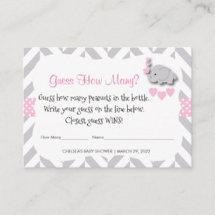 Guess How Many - Pink Elephant Enclosure Card