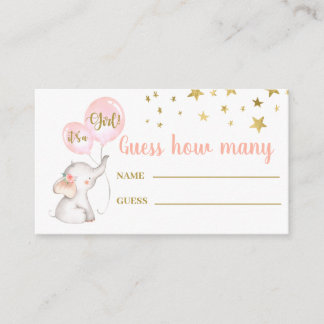 Guess how many pink elephant game card