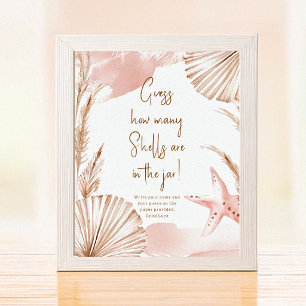 Guess how many shells baby shower game poster