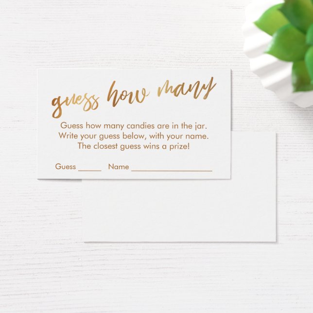 Guess How Many Simple Gold & White Game Card (Desk)