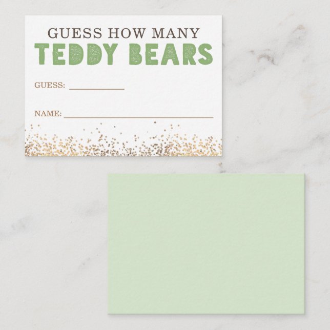 Guess How Many Teddy Bears Baby Shower Enclosure Card (Front/Back)