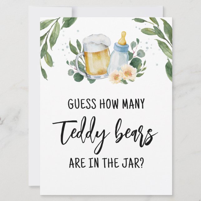 Guess How Many Teddy Bears Candies Sign Game Invitation (Front)