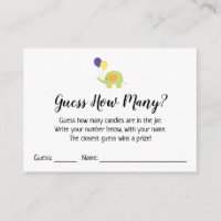 Guess How Many? White w/ Cute Elephant Game Card