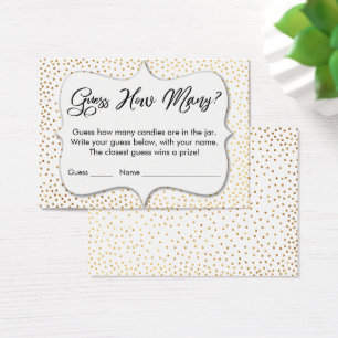 Guess How Many? White w/ Gold Confetti Game Card