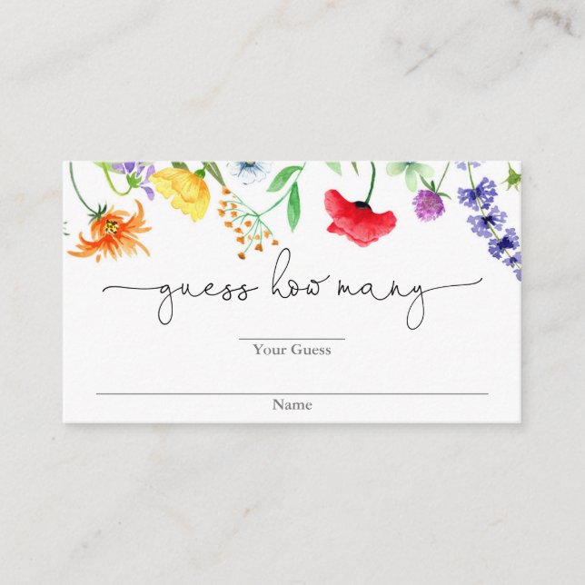 Guess How Many wildflower colourful spring summer Enclosure Card (Front)