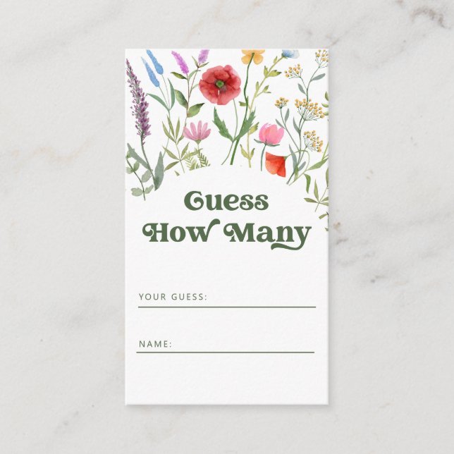 Guess How Many Wildflower Spring Summer Enclosure Card (Front)