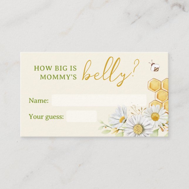Guess Mommy Belly Bee Baby Shower Sprinkle Game Enclosure Card (Front)