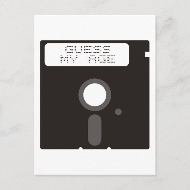 Guess my age. Funny old computer floppy disc Postcard (Front)