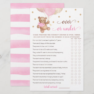 Guess Over or Under Game Baby Shower Teddy Bear 